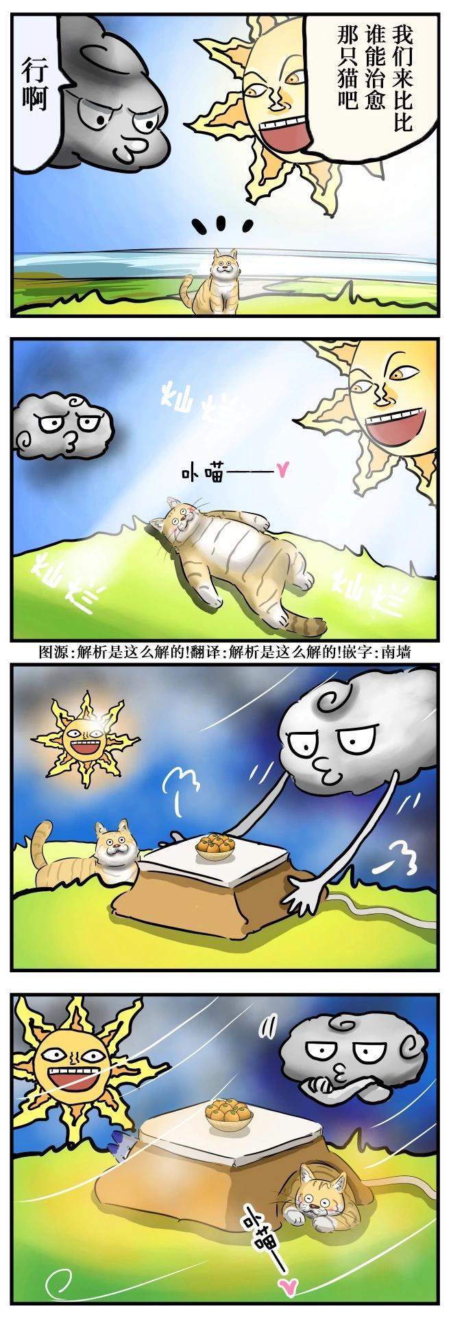 カコミスル老師四格合集 - 北風與太陽與貓 - 1